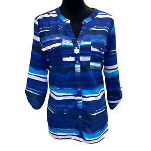 Notations Blue Striped Tunic Blouse